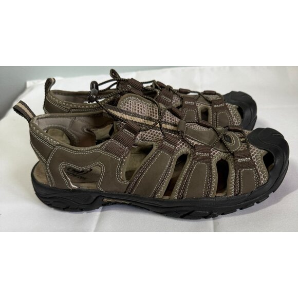 Skechers Mens Norvick Brown Leather Slip In Fisherman Sandal Size 11 - Picture 3 of 8